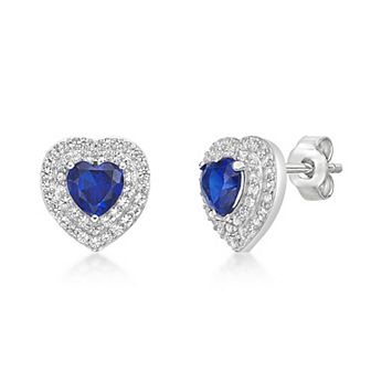 Gemminded Sterling Silver Lab-Created Sapphire & Lab-Created White Sapphire Earrings
