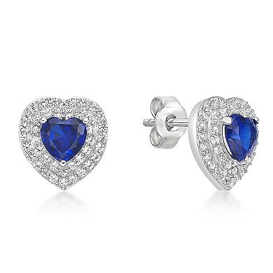 Gemminded Sterling Silver Lab-Created Sapphire & Lab-Created White Sapphire Earrings