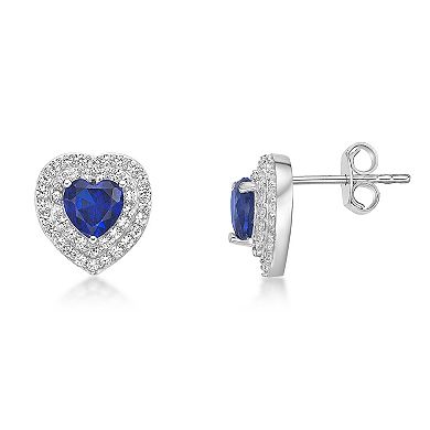 Gemminded Sterling Silver Lab-Created Sapphire & Lab-Created White Sapphire Earrings