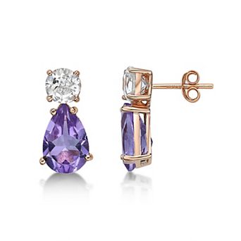 Gemminded 18k Rose Gold Amethyst & White Topaz Earrings