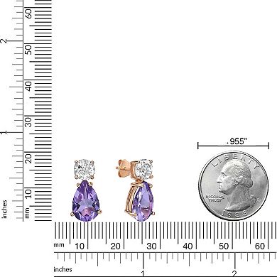 Gemminded 18k Rose Gold Amethyst & White Topaz Earrings