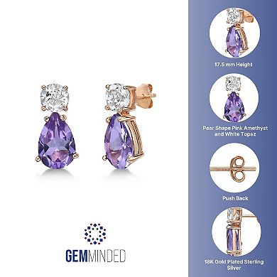 Gemminded 18k Rose Gold Amethyst & White Topaz Earrings