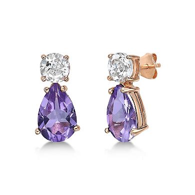 Gemminded 18k Rose Gold Amethyst & White Topaz Earrings