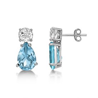 Gemminded Sterling Silver Blue Topaz & White Topaz Earrings