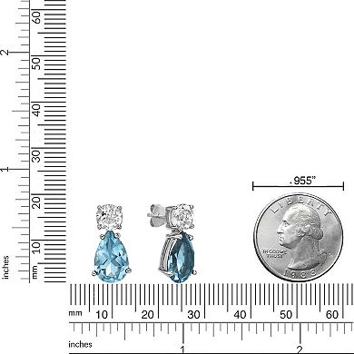 Gemminded Sterling Silver Blue Topaz & White Topaz Earrings