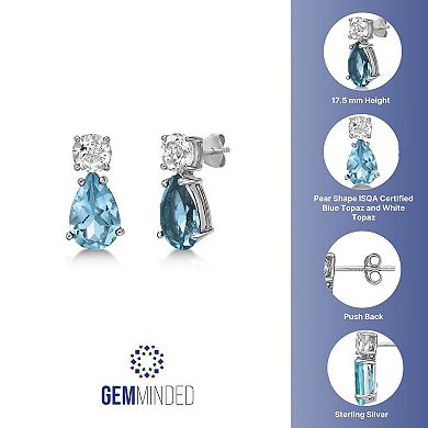 Gemminded Sterling Silver Blue Topaz & White Topaz Earrings