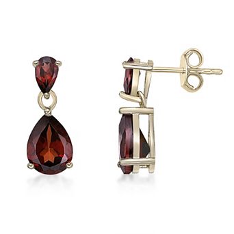 Gemminded 18k Gold Over Silver Garnet Drop Earrings