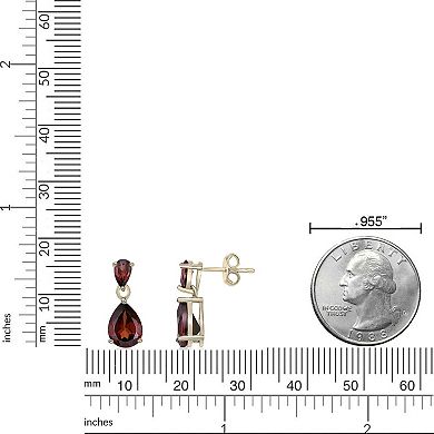 Gemminded 18k Gold Over Silver Garnet Drop Earrings