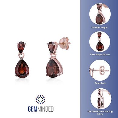 Gemminded 18k Gold Over Silver Garnet Drop Earrings