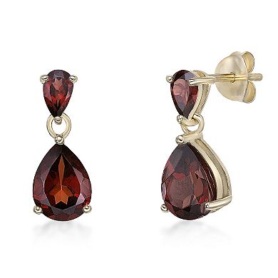 Gemminded 18k Gold Over Silver Garnet Drop Earrings