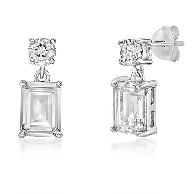 Gemminded Sterling Silver White Topaz Drop Earrings