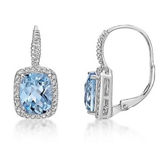 Gemminded Sterling Silver Blue Topaz & White Topaz Earrings