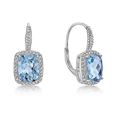 Gemminded Sterling Silver Blue Topaz & White Topaz Earrings