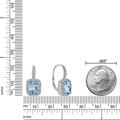 Gemminded Sterling Silver Blue Topaz & White Topaz Earrings