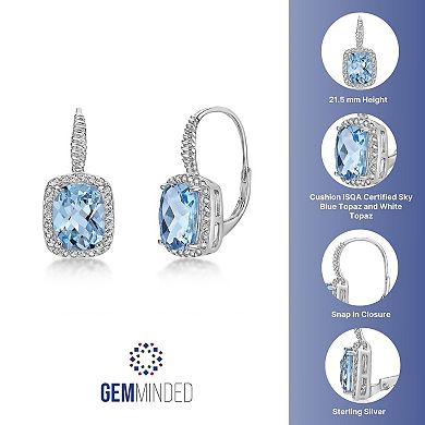 Gemminded Sterling Silver Blue Topaz & White Topaz Earrings