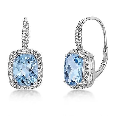 Gemminded Sterling Silver Blue Topaz & White Topaz Earrings