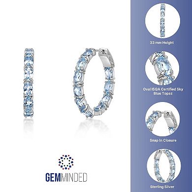 Gemminded Sterling Silver Blue Topax Hoop Earrings