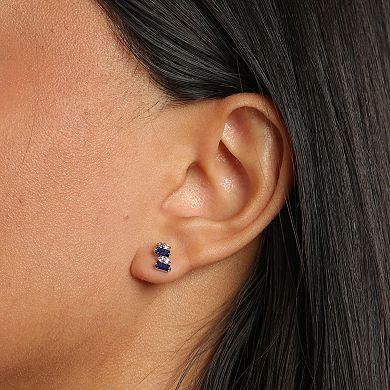 Gemminded Sterling Silver Lab-Created Sapphire & Lab-Created White Sapphire Earrings