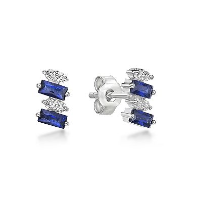 Gemminded Sterling Silver Lab-Created Sapphire & Lab-Created White Sapphire Earrings