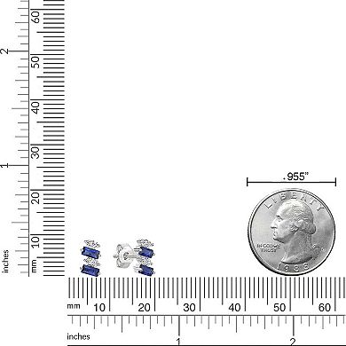 Gemminded Sterling Silver Lab-Created Sapphire & Lab-Created White Sapphire Earrings