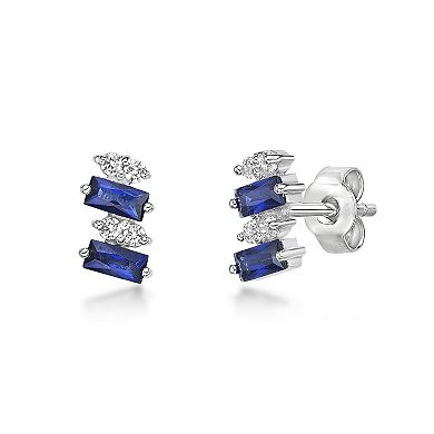 Gemminded Sterling Silver Lab-Created Sapphire & Lab-Created White Sapphire Earrings