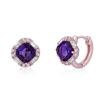Gemminded 18k Rose Gold Over Silver Amethyst & Lab-Created White Sapphire Earrings