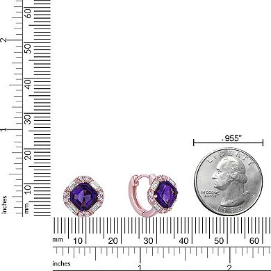 Gemminded 18k Rose Gold Over Silver Amethyst & Lab-Created White Sapphire Earrings