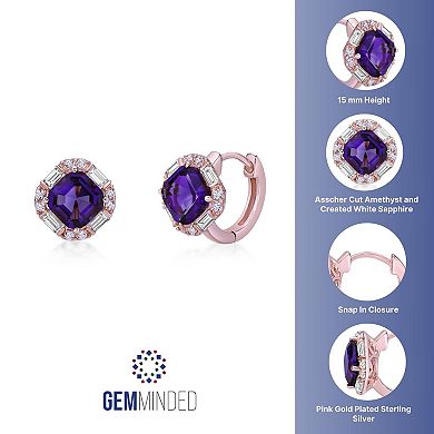 Gemminded 18k Rose Gold Over Silver Amethyst & Lab-Created White Sapphire Earrings