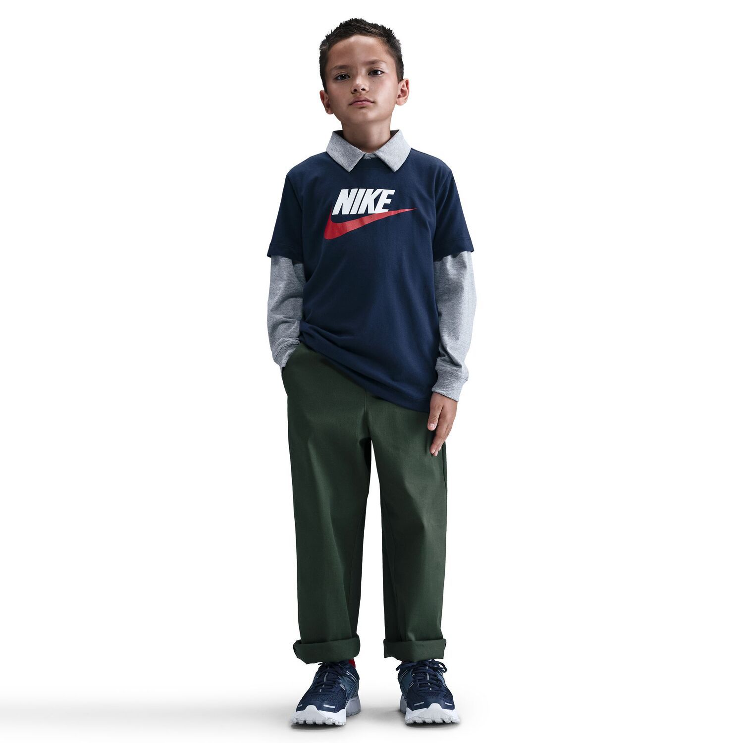 Футболка Nike Sportswear Swoosh Logo для мальчиков, цвет: Полуночный тёмно-синий — фото 4