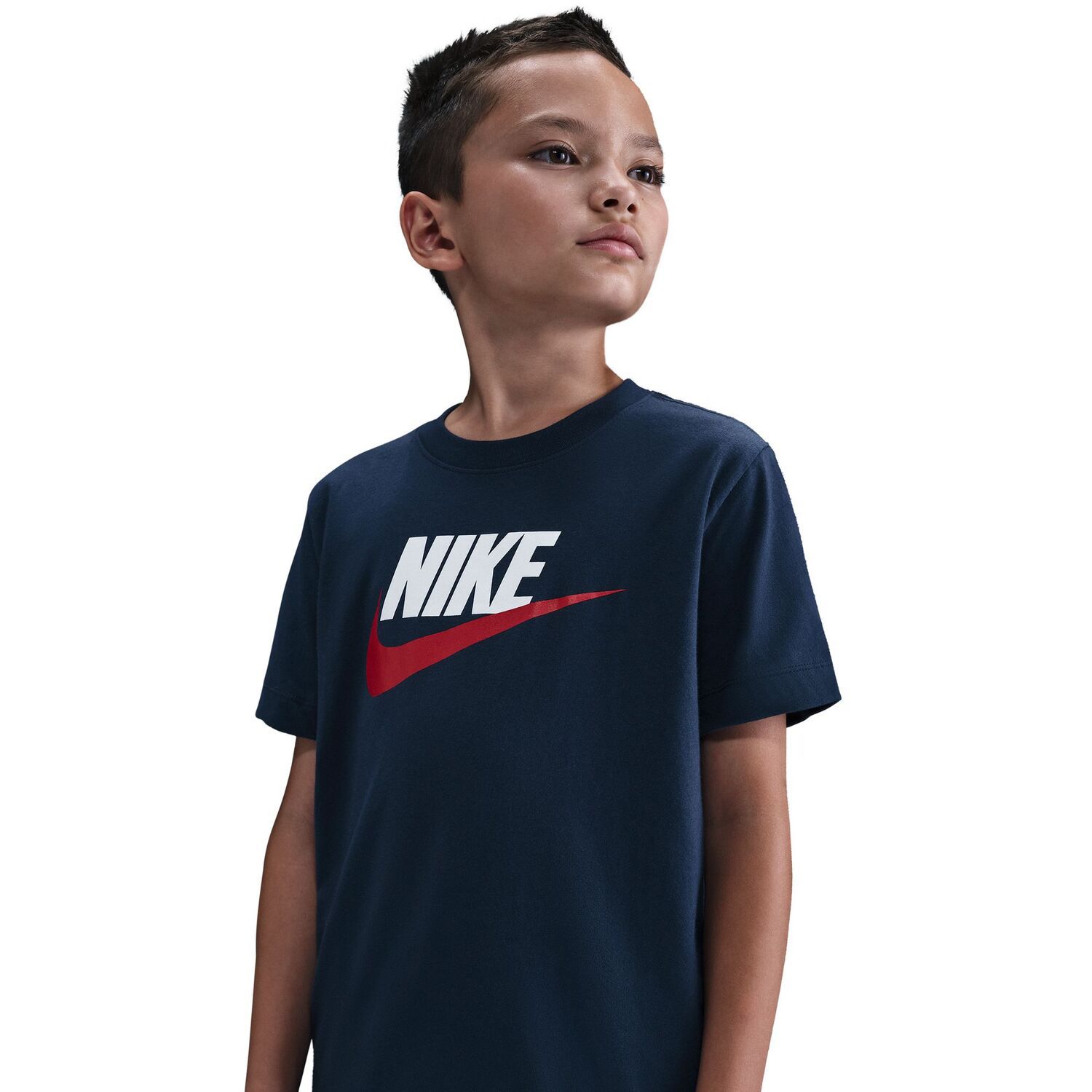 Футболка Nike Sportswear Swoosh Logo для мальчиков, цвет: Полуночный тёмно-синий — фото 1