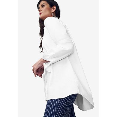 Jessica London Women's Plus Size Oversized Stretch Poplin Shirt