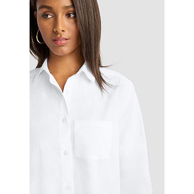 Jessica London Women's Plus Size Oversized Stretch Poplin Shirt