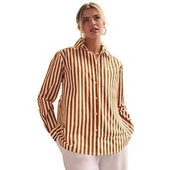 Jessica London Women's Plus Size Stretch Cotton Oversized Shirt