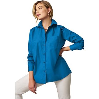 Jessica London Women's Plus Size Oversized Stretch Poplin Shirt