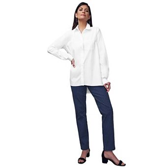 Jessica London Women's Plus Size Stretch Cotton Oversized Shirt