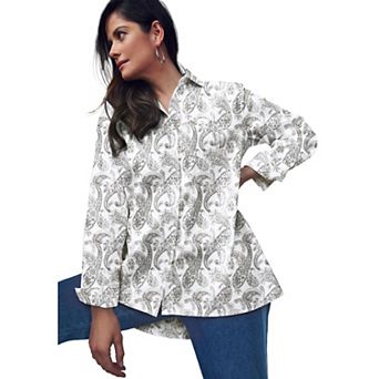 Jessica London Women's Plus Size Stretch Cotton Oversized Shirt