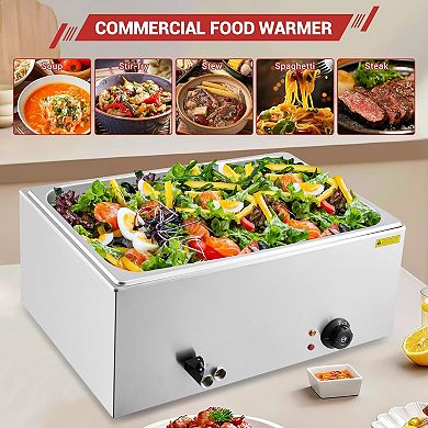 21 QT Full Pan Steam Table Stainless Steel Bain Marie Countertop Soup Station