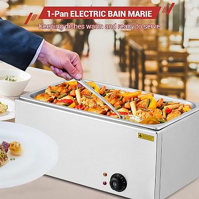 21 QT Full Pan Steam Table Stainless Steel Bain Marie Countertop Soup Station