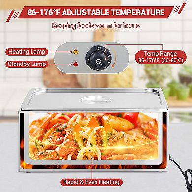 21 QT Full Pan Steam Table Stainless Steel Bain Marie Countertop Soup Station