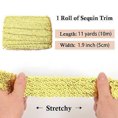 Elastic Flat Glitter Paillette Sequin Ribbon, Bling Fabric DIY Metallic Stretch Sequin Strips