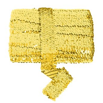 Elastic Flat Glitter Paillette Sequin Ribbon, Bling Fabric DIY Metallic Stretch Sequin Strips