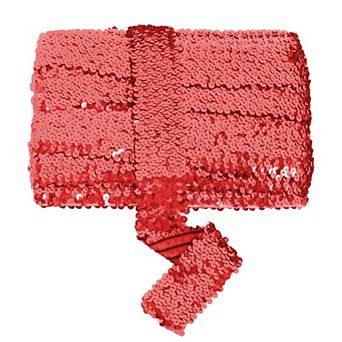 Elastic Flat Glitter Paillette Sequin Ribbon, Bling Fabric DIY Metallic Stretch Sequin Strips