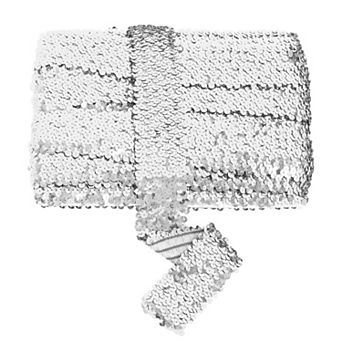 Elastic Flat Glitter Paillette Sequin Ribbon, Bling Fabric DIY Metallic Stretch Sequin Strips