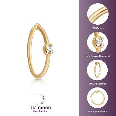 Lila Moon 14k Gold Lab-Created Diamond Hoop Nose Ring