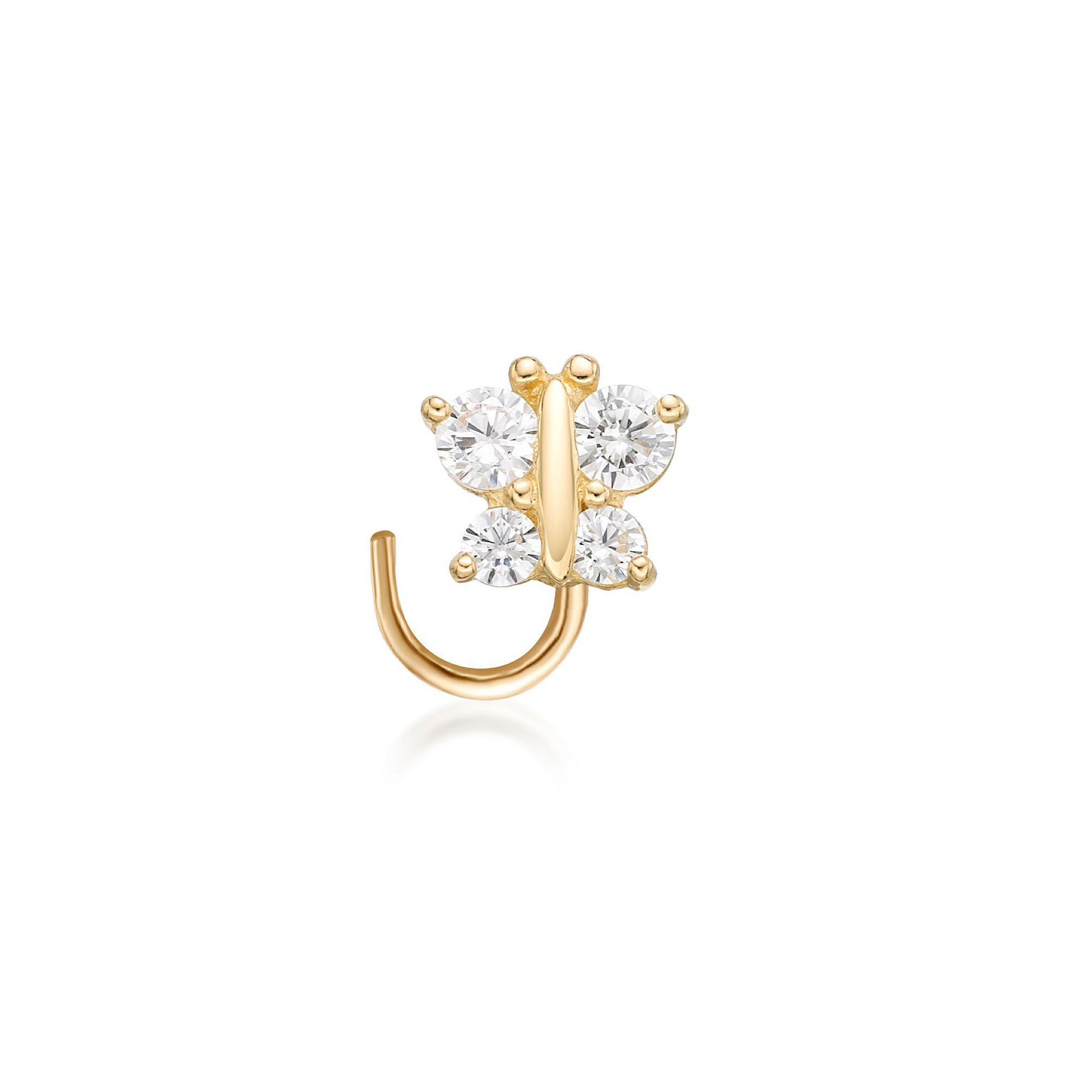Lila Moon 14k Gold 1/10 Carat T.W. Lab-Grown Diamond Butterfly Nose Ring, W