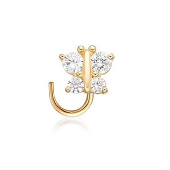 Lila Moon 14k Gold 1/10 Carat T.W. Lab-Grown Diamond Butterfly Nose Ring