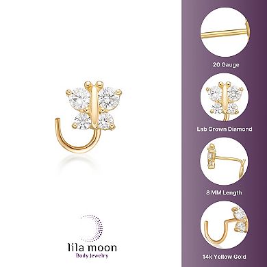 Lila Moon 14k Gold 1/10 Carat T.W. Lab-Grown Diamond Butterfly Nose Ring