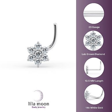 Lila Moon 14k Gold Lab-Grown Diamond Accent Flower Nose Ring