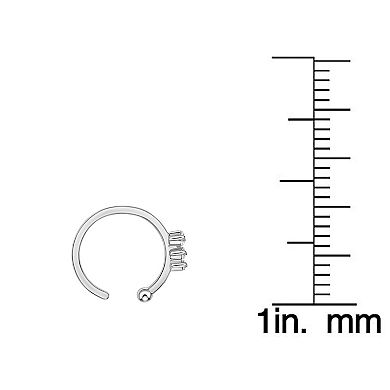 Lila Moon 14k Gold Lab-Grown Diamond Accent 3-Stone Round Graduated Hoop Nose Ring