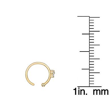 Lila Moon 14k Gold Lab-Grown Diamond Accent 3-Stone Trio Hoop Nose Ring